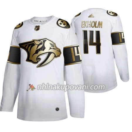 Nashville Predators Dresy Mattias Ekholm 14 Adidas 2019-2020 Golden Edition Bílá Authentic - Pánské
